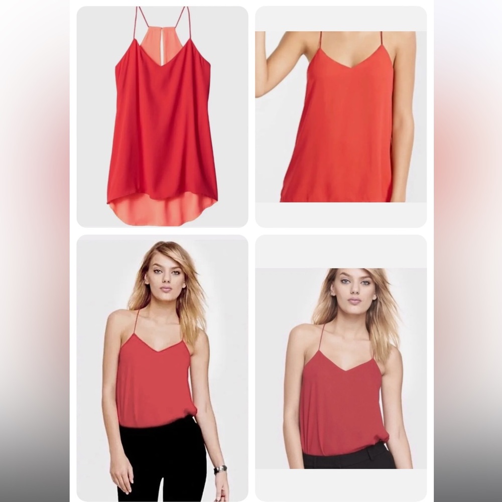 NWT Express Barcelona Cami Reversible Tank Coral+Red ColorBlock Spaghetti Strap